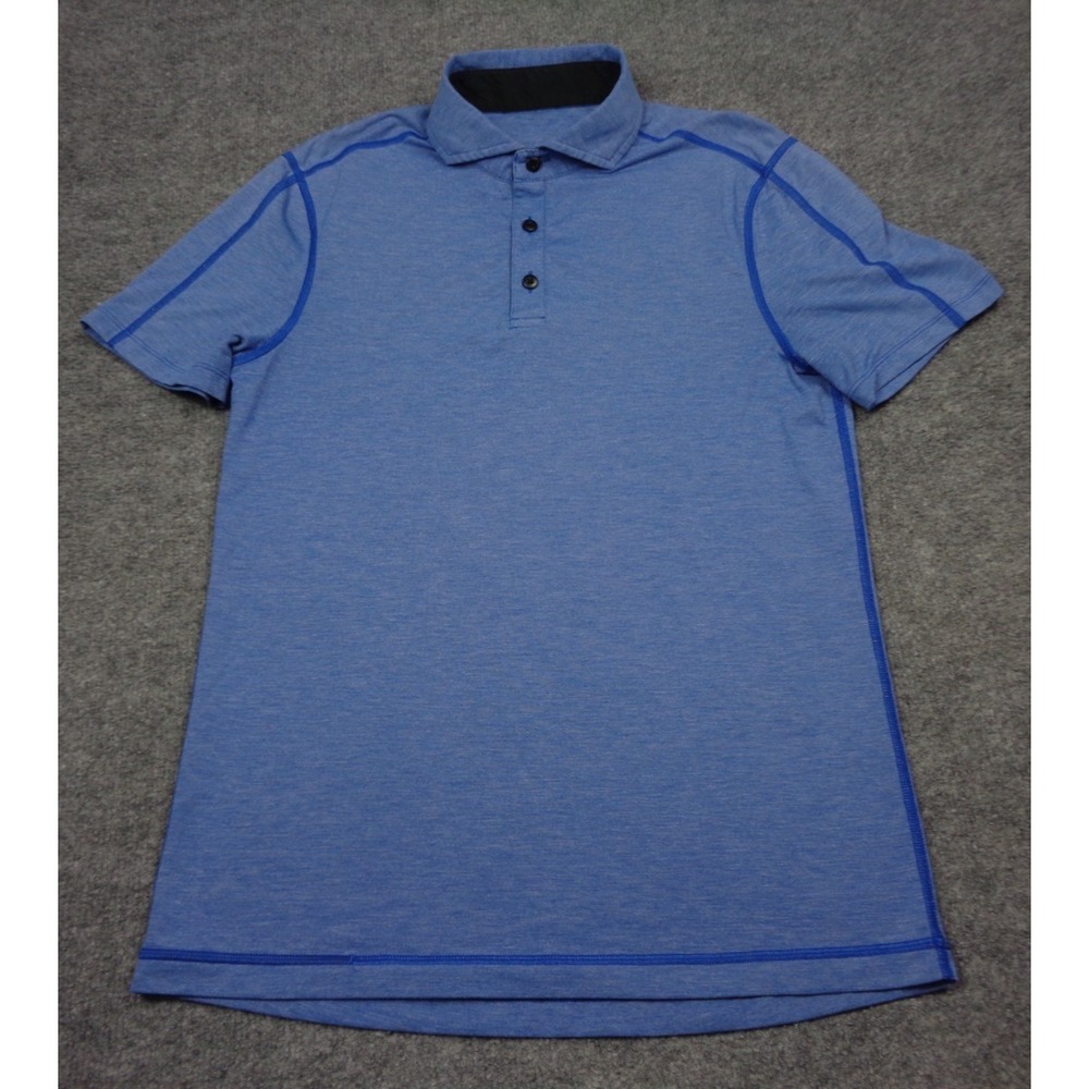 Lululemon Fundamental Polo Shirt Men S Blue Performance Short Sleeve Wicking